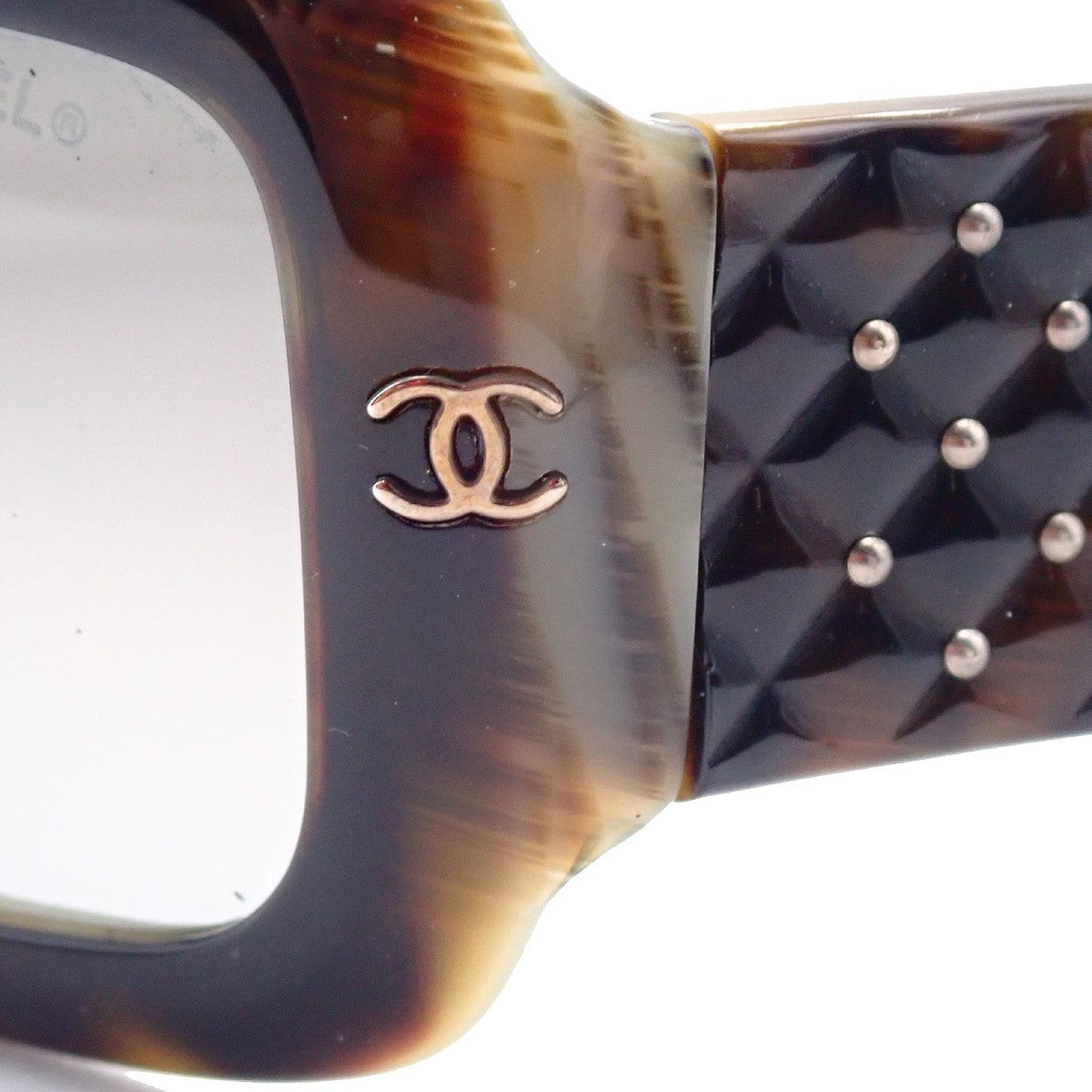 CHANEL CC Matelasse Sunglasses Eye Wear Plastic Brown GHW 5099 Italy 63RL876