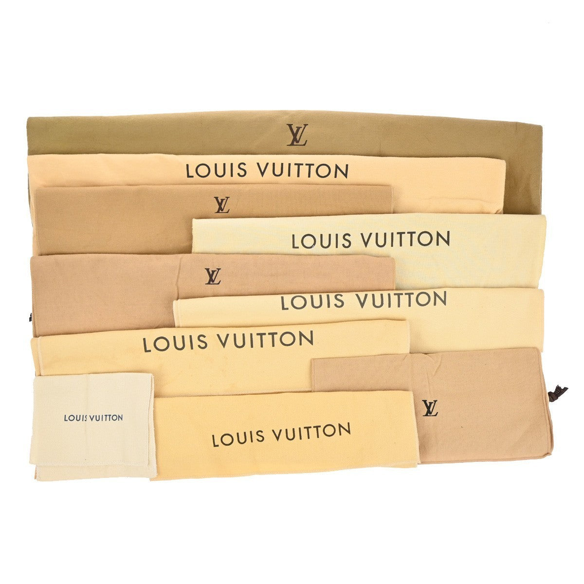 LOUIS VUITTON Logo 10 Set Dust Bag Drawstring Canvas Cotton Beige Brown 09KP043