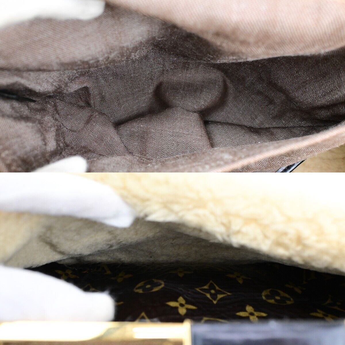 LOUIS VUITTON Storm Hand Bag Monogram Shearling Patent Leather M95574 BN 18YG782
