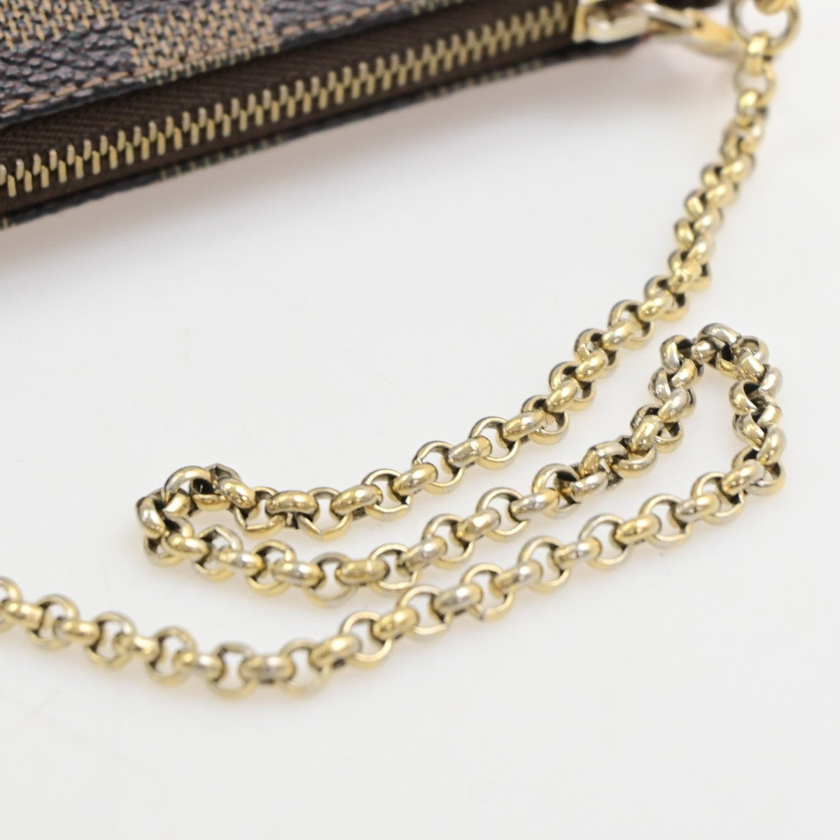 LOUIS VUITTON Eva Chain Shoulder Bag Damier Ebene Leather Brown N55213 601MA693