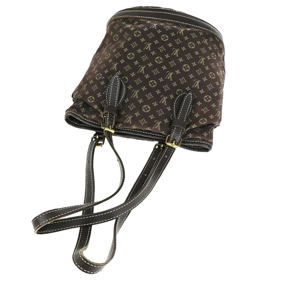 LOUIS VUITTON BUCKET PM Shoulder Tote Bag Monogram Mini Lin Ebene M95226 67YG556