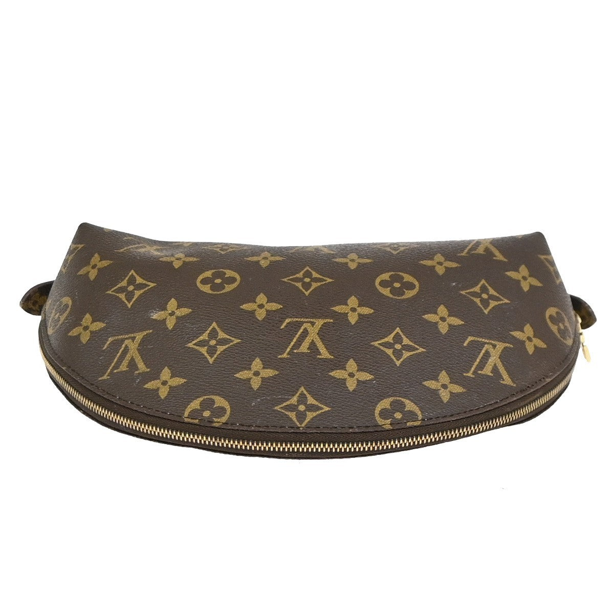 LOUIS VUITTON Trousse Demi Ronde Pouch Monogram Leather Brown M47520 04KC683