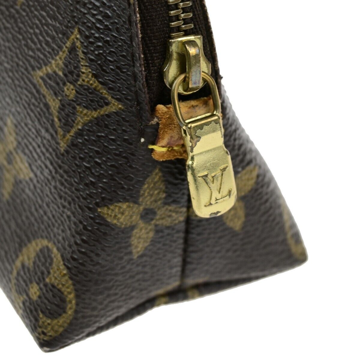 LOUIS VUITTON Pochette Cosmetic Pouch Bag Monogram Leather Brown M47515 05ED262