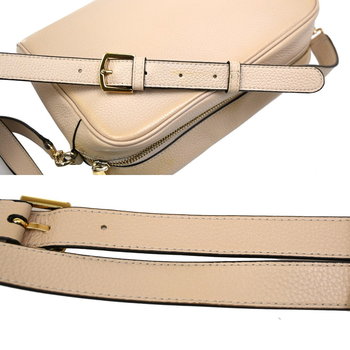 FURLA Logo Crossbody Shoulder Hand Bag Leather Beige GHW 08YH853