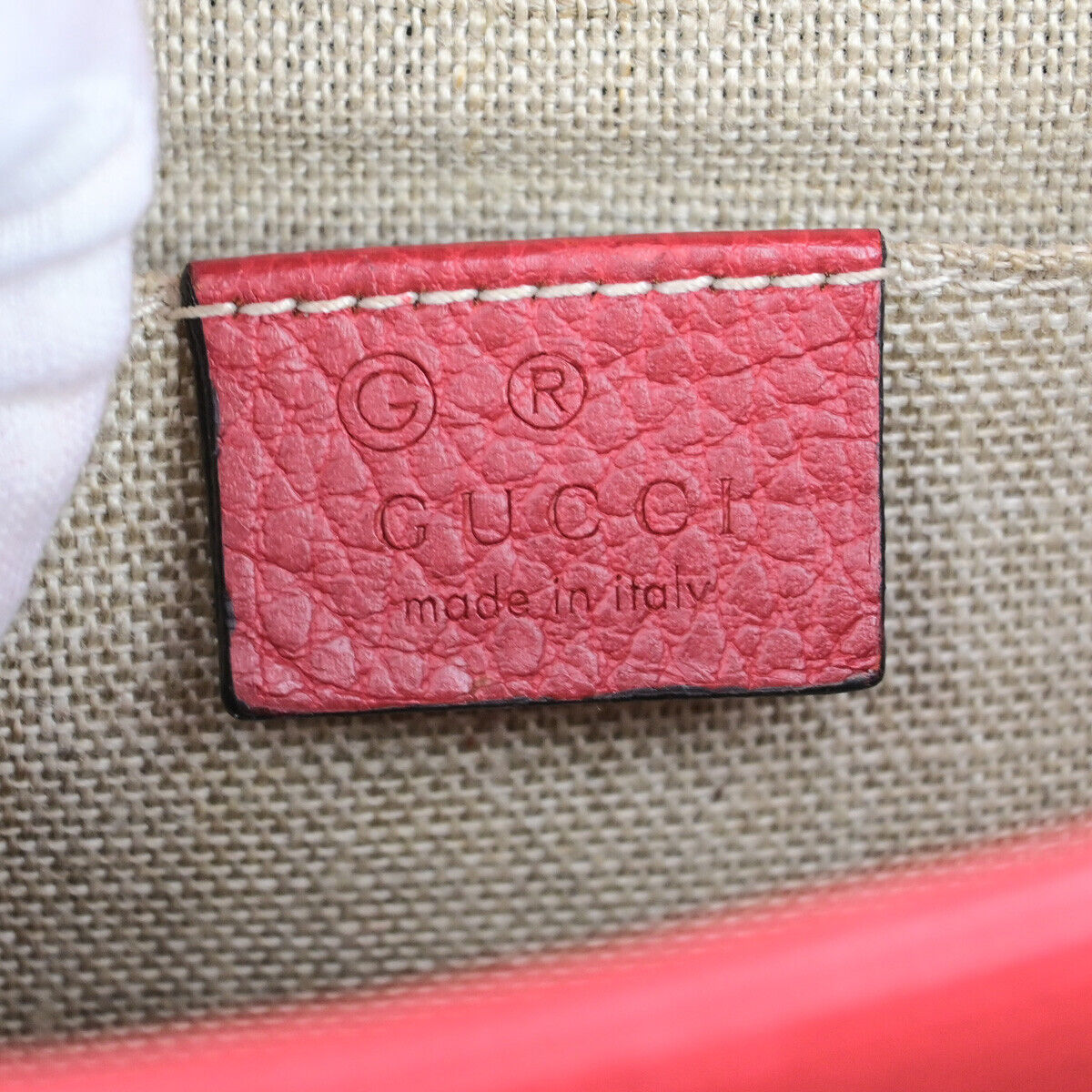 GUCCI Logo Interlocking G Mini Chain Shoulder Bag Leather Red GHW Italy 93YF653