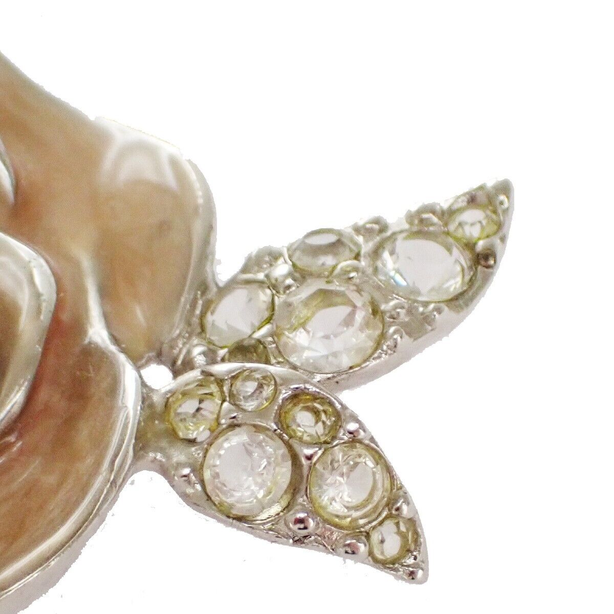 CHANEL 2 Set Earrings Brooch Rhinestone Camellia Clover 04P Clip-On SHW 16LC298