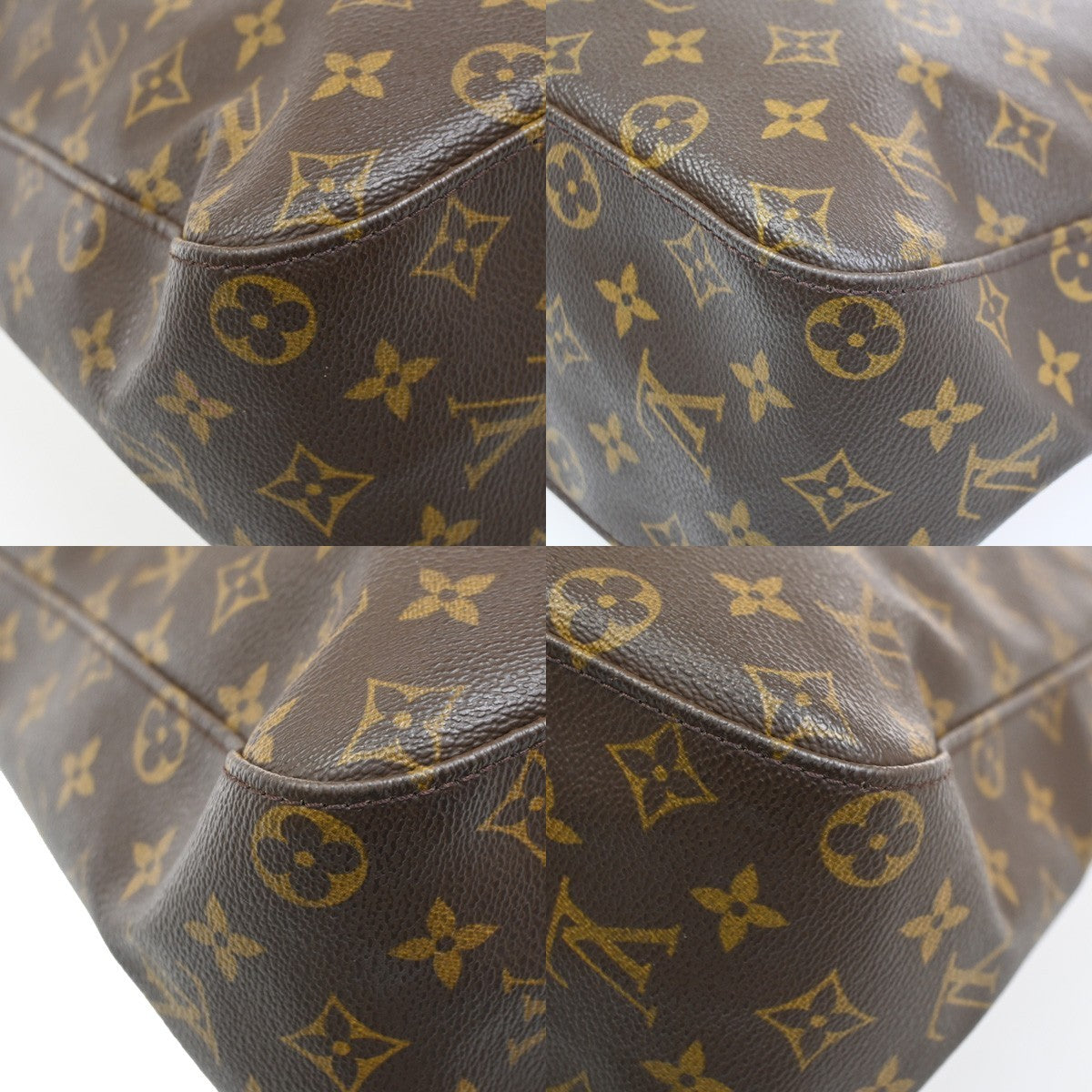 LOUIS VUITTON Logo Looping GM Shoulder Bag Monogram Leather Brown M51145 72CA723