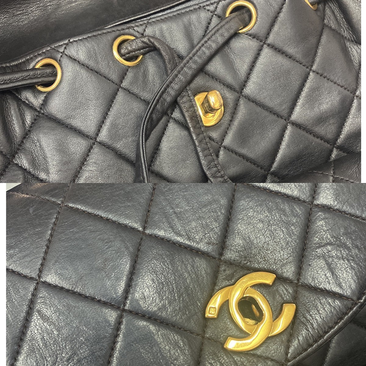 CHANEL CC Logo Matelasse Chain Backpack Bag Leather Black GHW France 317RK756