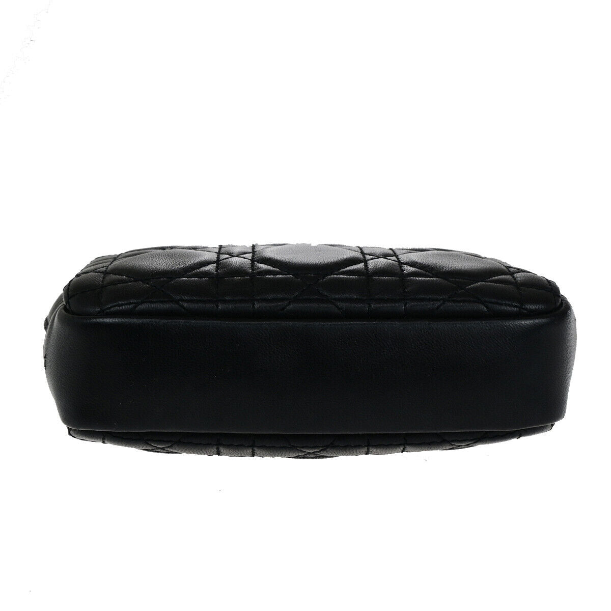 CHRISTIAN DIOR Logo Cannage Caro Mini Pouch Bag Leather Black GHW Italy 85RK740