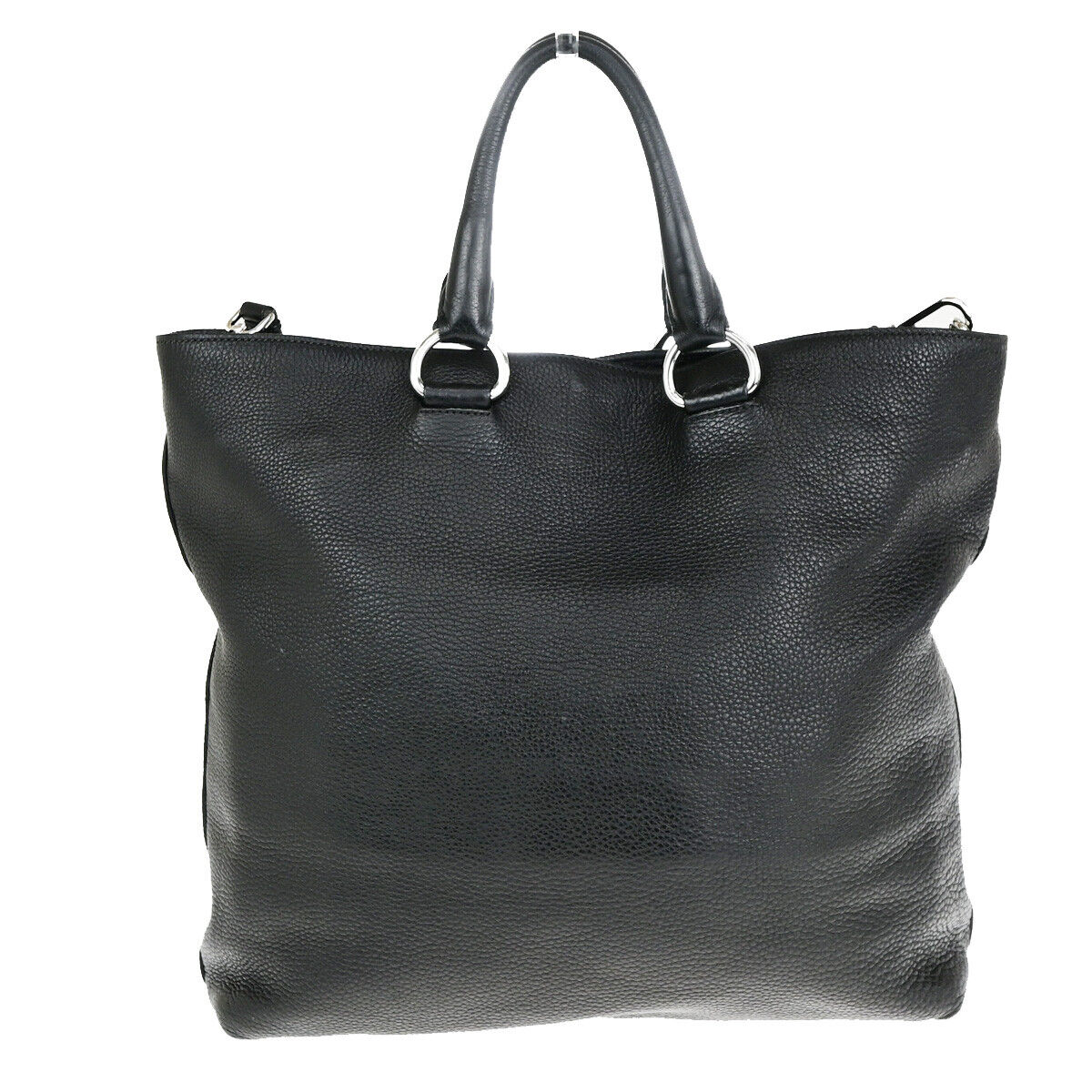 PRADA Logo 2Way Shoulder Hand Bag Vitello Daino Leather Black Nero SHW 12YG607