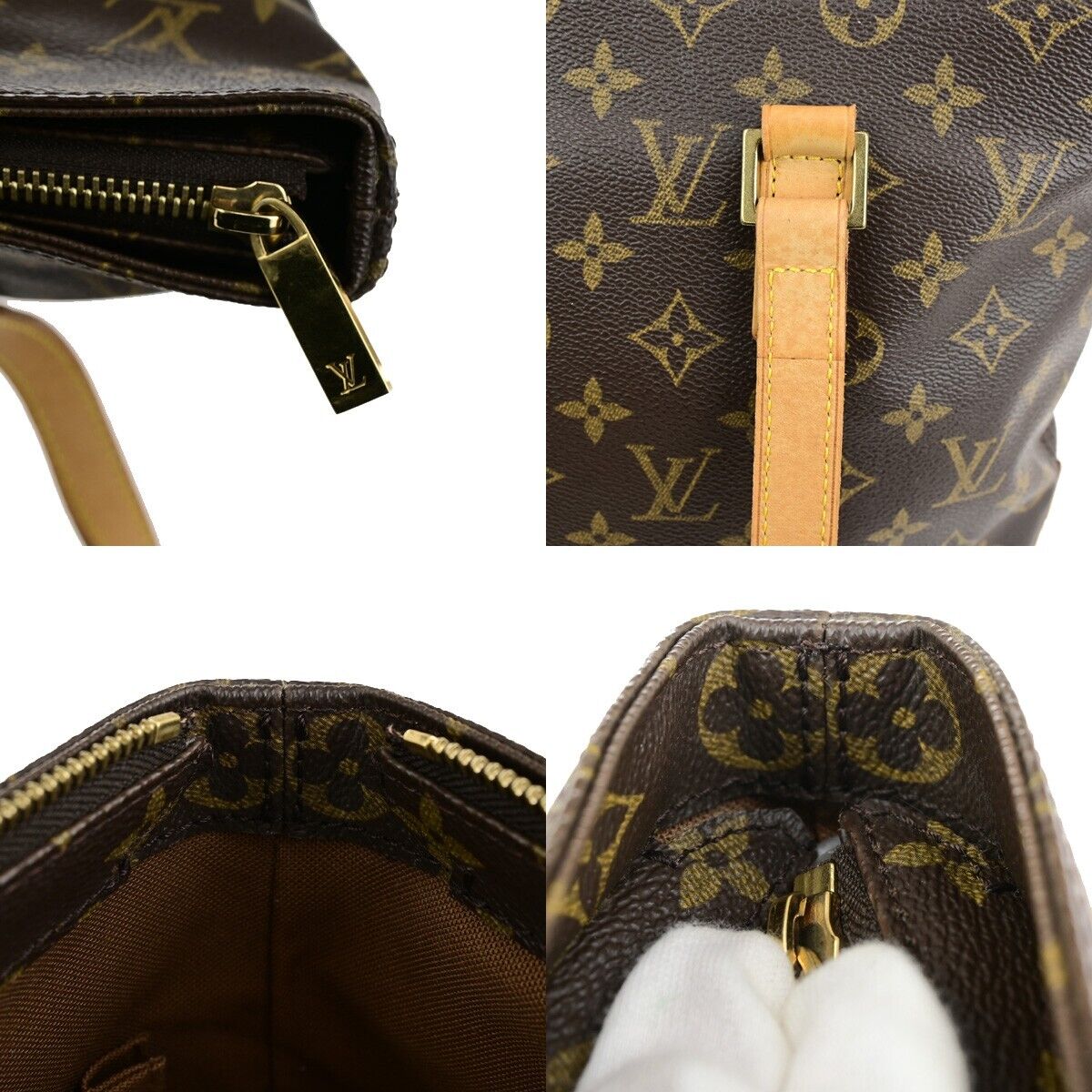 LOUIS VUITTON Cabas Piano Shoulder Bag Monogram Leather Brown M51148 77SJ595