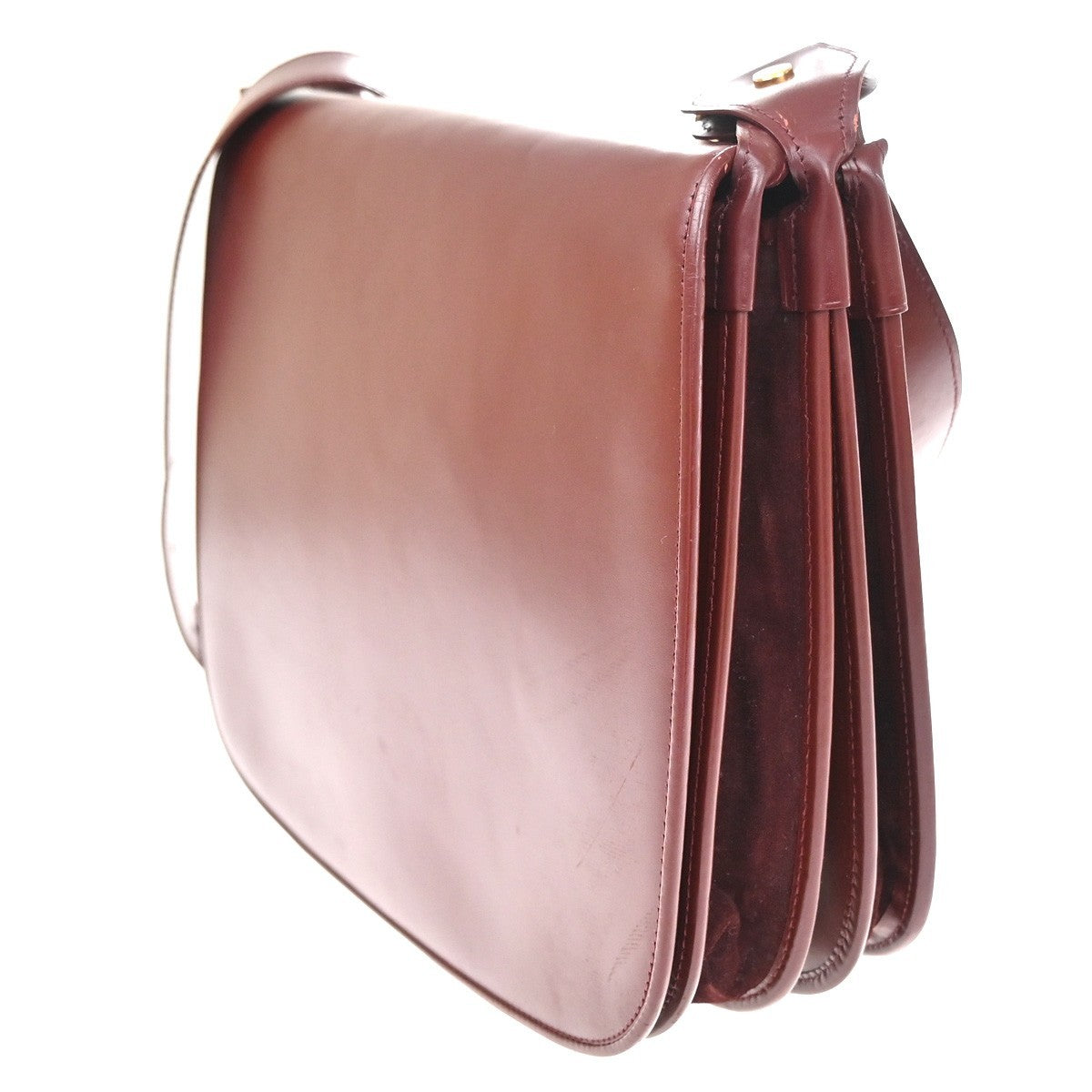 CARTIER 2C Logo Shoulder Crossbody Bag Leather Red GHW France 35YJ122