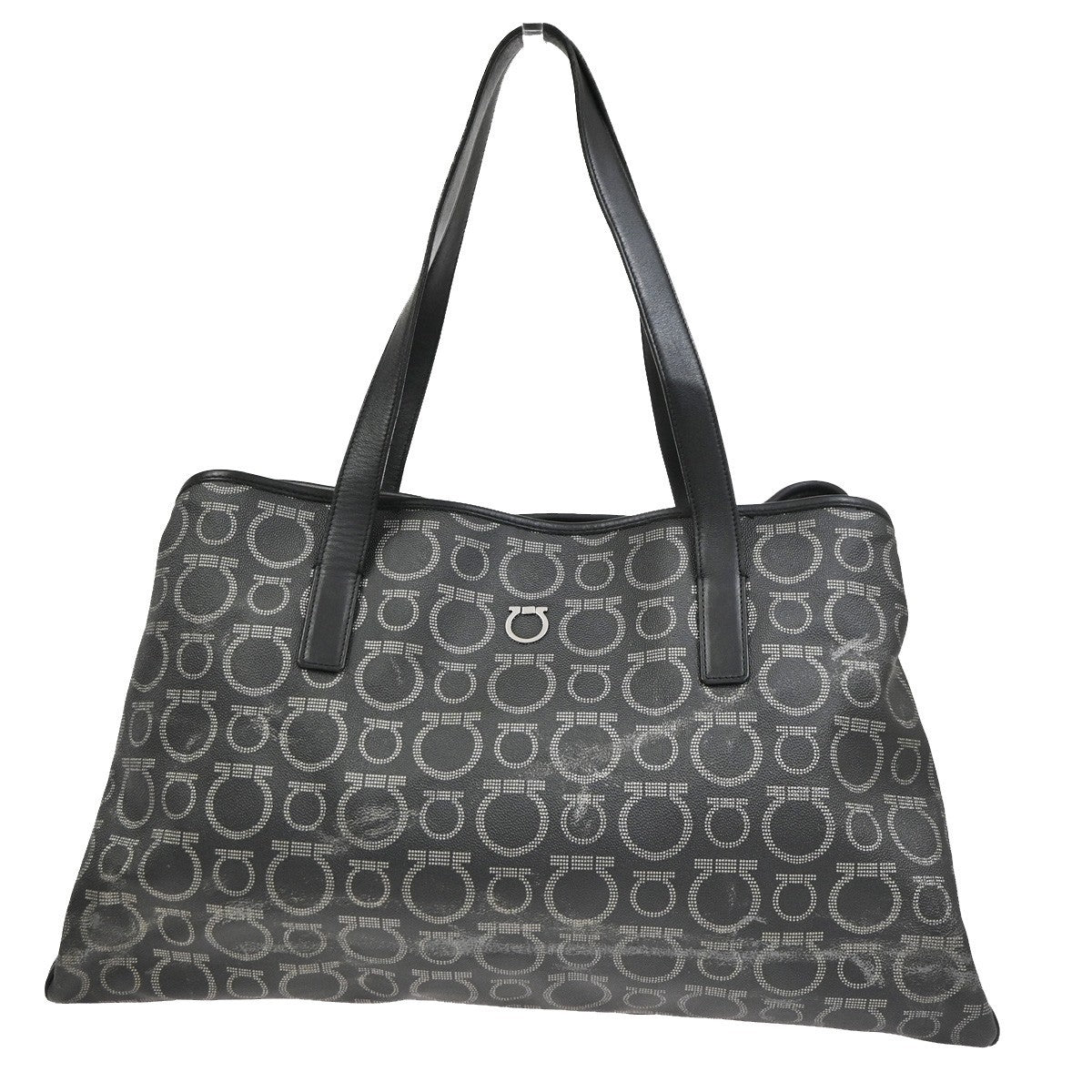 SALVATORE FERRAGAMO Gancini Hand Tote Bag Leather Black SHW Italy 67CA950