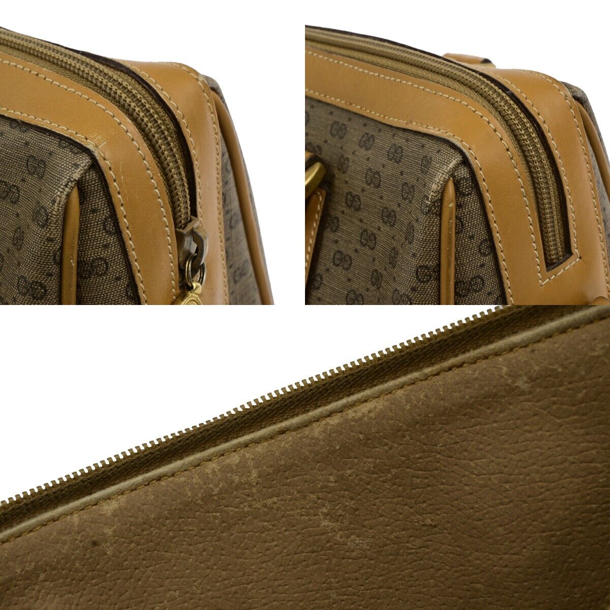 GUCCI Logos GG Pattern 2Way Shoulder Hand Bag PVC Leather Brown Gold 30KA548