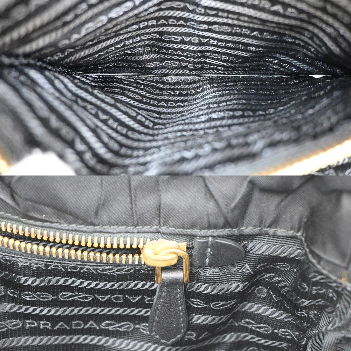 PRADA Logo Tessuto Gaufre 2Way Shoulder Bag Nylon Leather Black SHW 75FB550