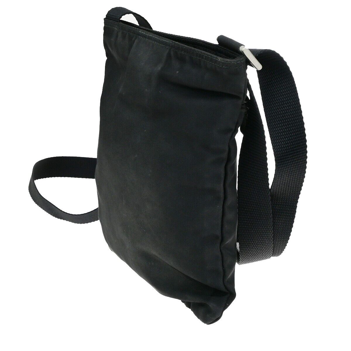 PRADA Logo Tessuto Crossbody Mini Shoulder Bag Nylon Leather Black SHW 68EC895