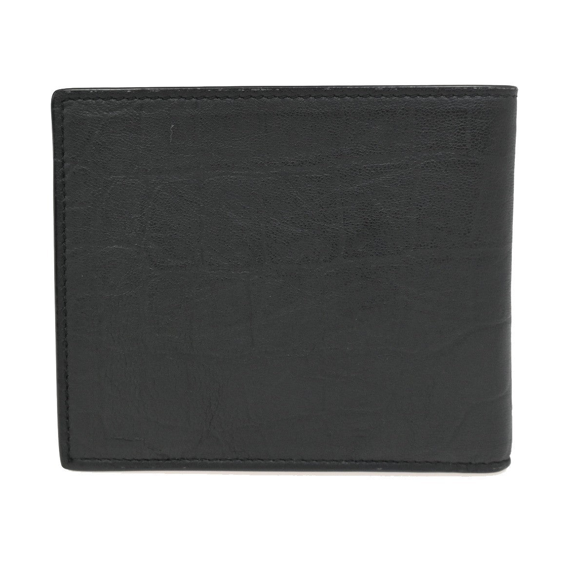 SAINT LAURENT YSL Logo Bifold Compact Wallet Embossing Leather BK Italy 84RL530