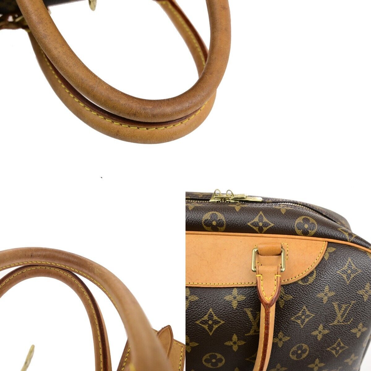 LOUIS VUITTON LV Logo Deauville Hand Bag Monogram Leather Brown M47270 89FB067