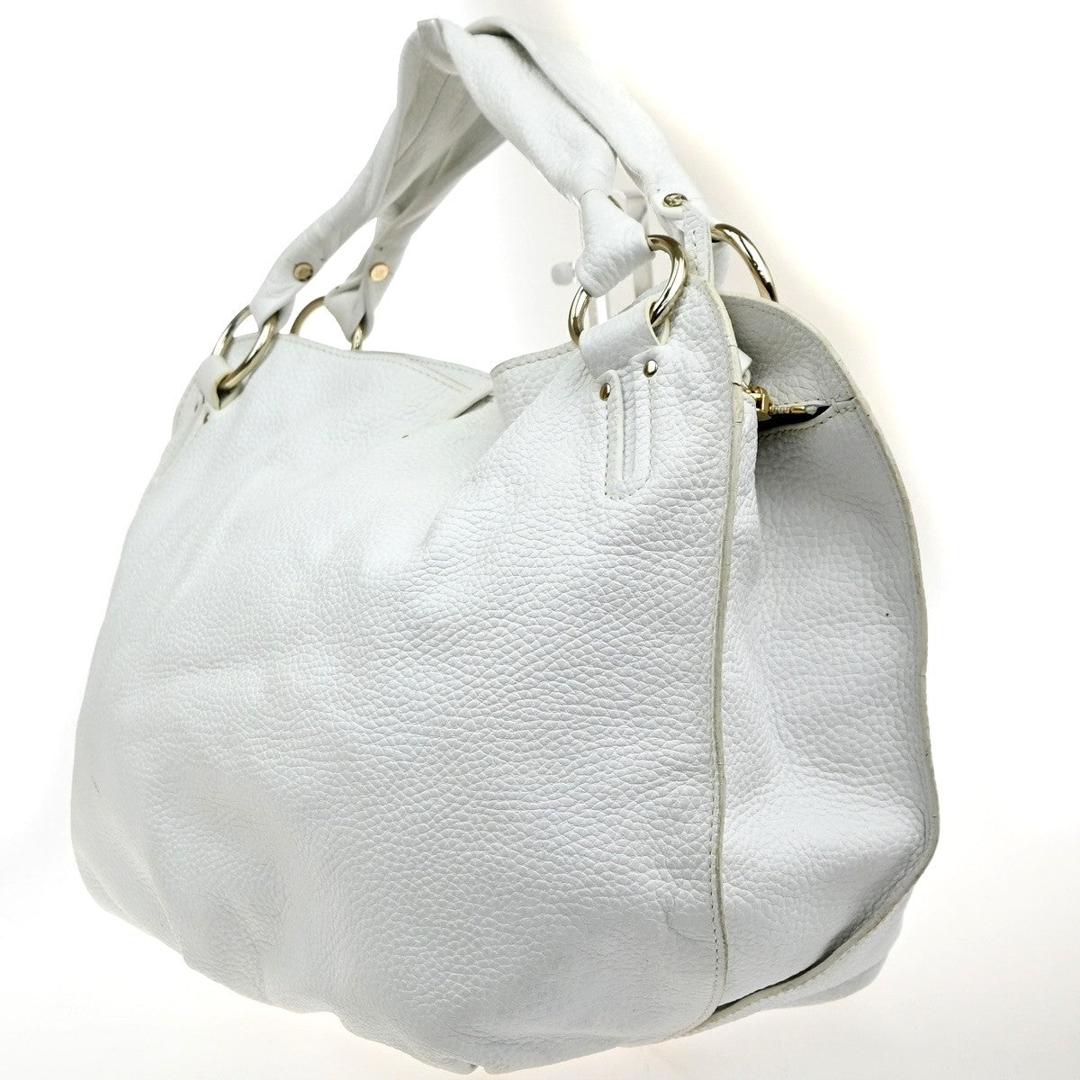CELINE Logo Bittersweet Shoulder Hand Bag Leather White SHW Italy 32YJ135