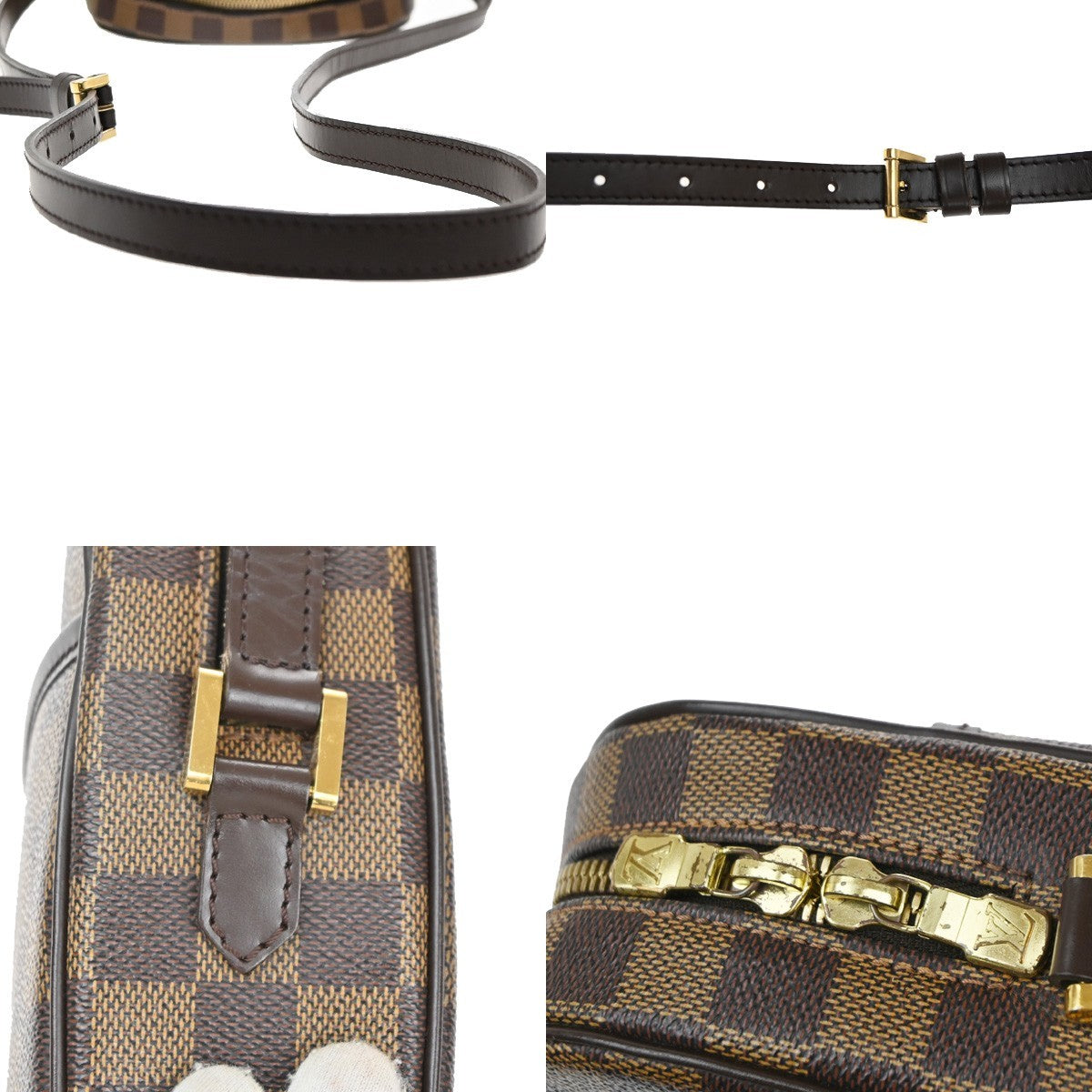LOUIS VUITTON Ipanema PM Shoulder Bag Damier Ebene Leather Brown N51294 21KB771