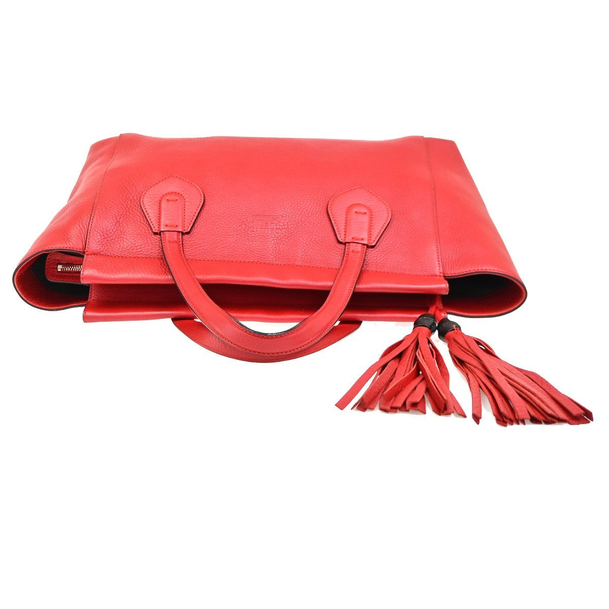 GUCCI Logo Lady Tassel Shoulder Hand Tote Bag Leather Red GHW Italy 79YH903