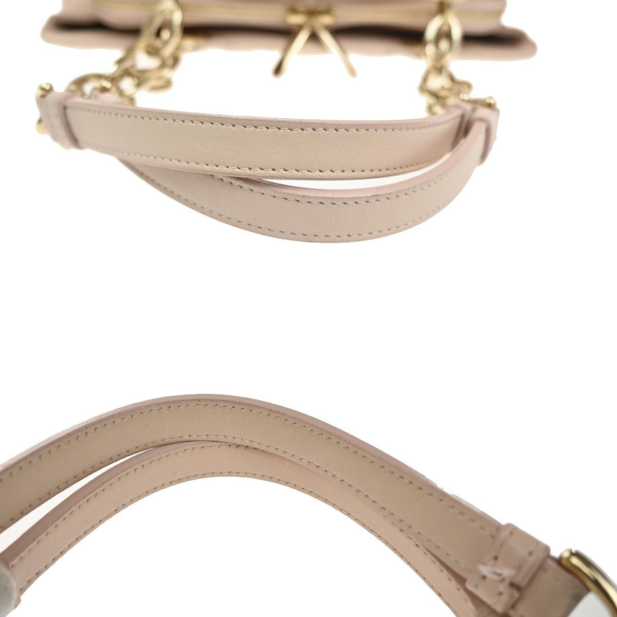 CHRISTIAN DIOR Logo Cannage Chain Shoulder Bag Leather Pink GHW Italy 689RL954
