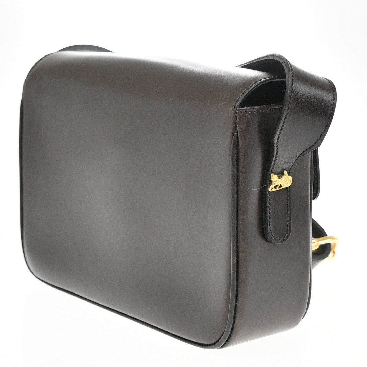 CELINE Horse Carriage Logo Shoulder Bag Leather Brown Gold 32KP193
