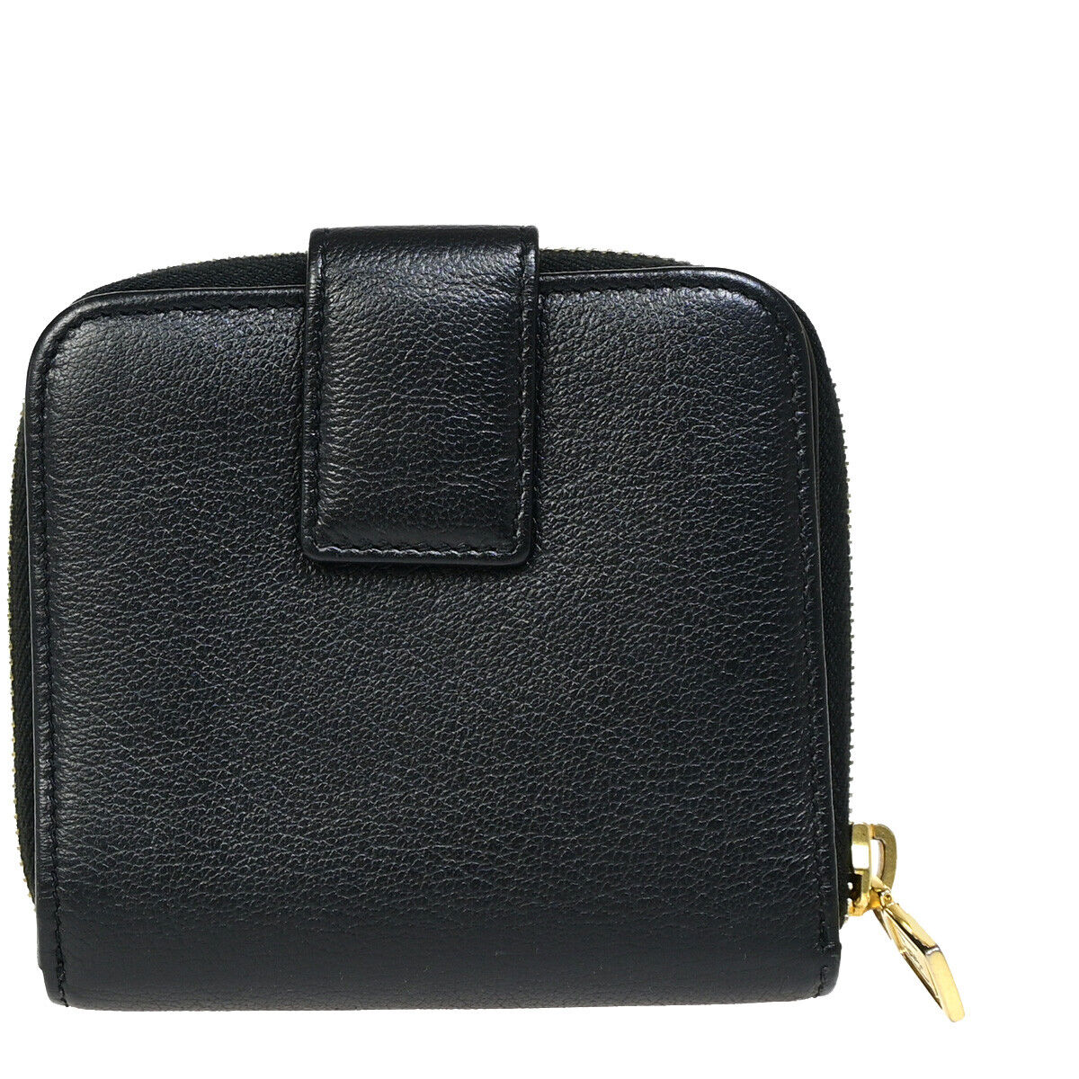YVES SAINT LAURENT YSL Zipper Around Bifold Wallet Purse Leather Black 31YE696