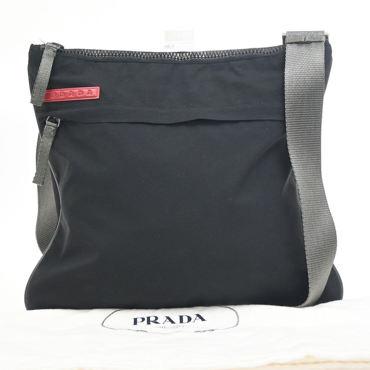 PRADA Logo Sport Line Shoulder Crossbody Bag Nylon Canvas Black SHW 65ZA344