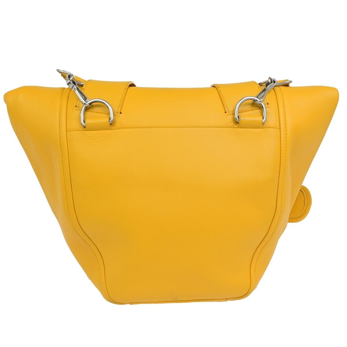 BALENCIAGA Logo 2Way Shoulder Hand Bag Leather Yellow Silver 87ED917