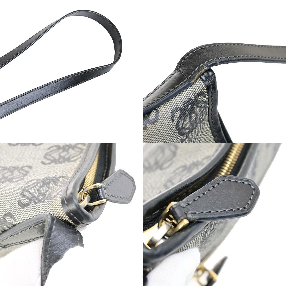 LOEWE Logo Anagram Crossbody Shoulder Bag PVC Leather Navy Blue GHW 32EC953