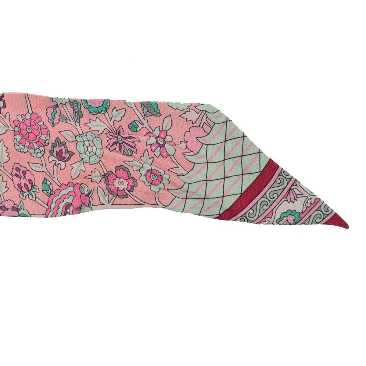 HERMES Twilly Scarf " Tapis Persans " 100% Silk Pink France 63RQ093