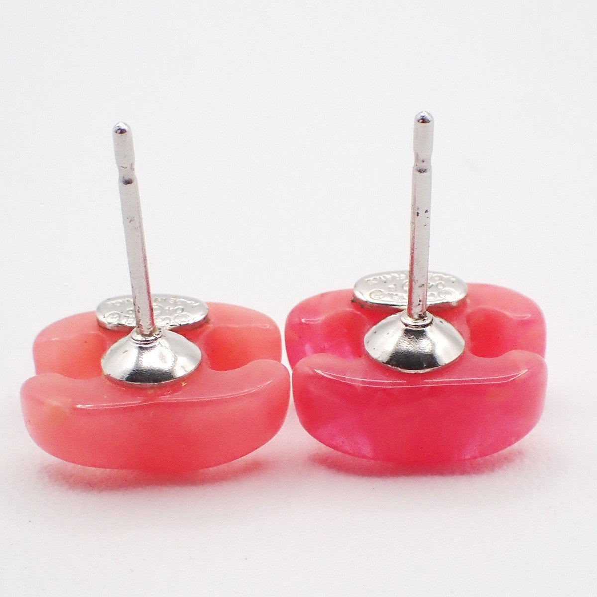 CHANEL CC Logo Pierce 04P Pink Plastic SHW France Accessory 09RL964