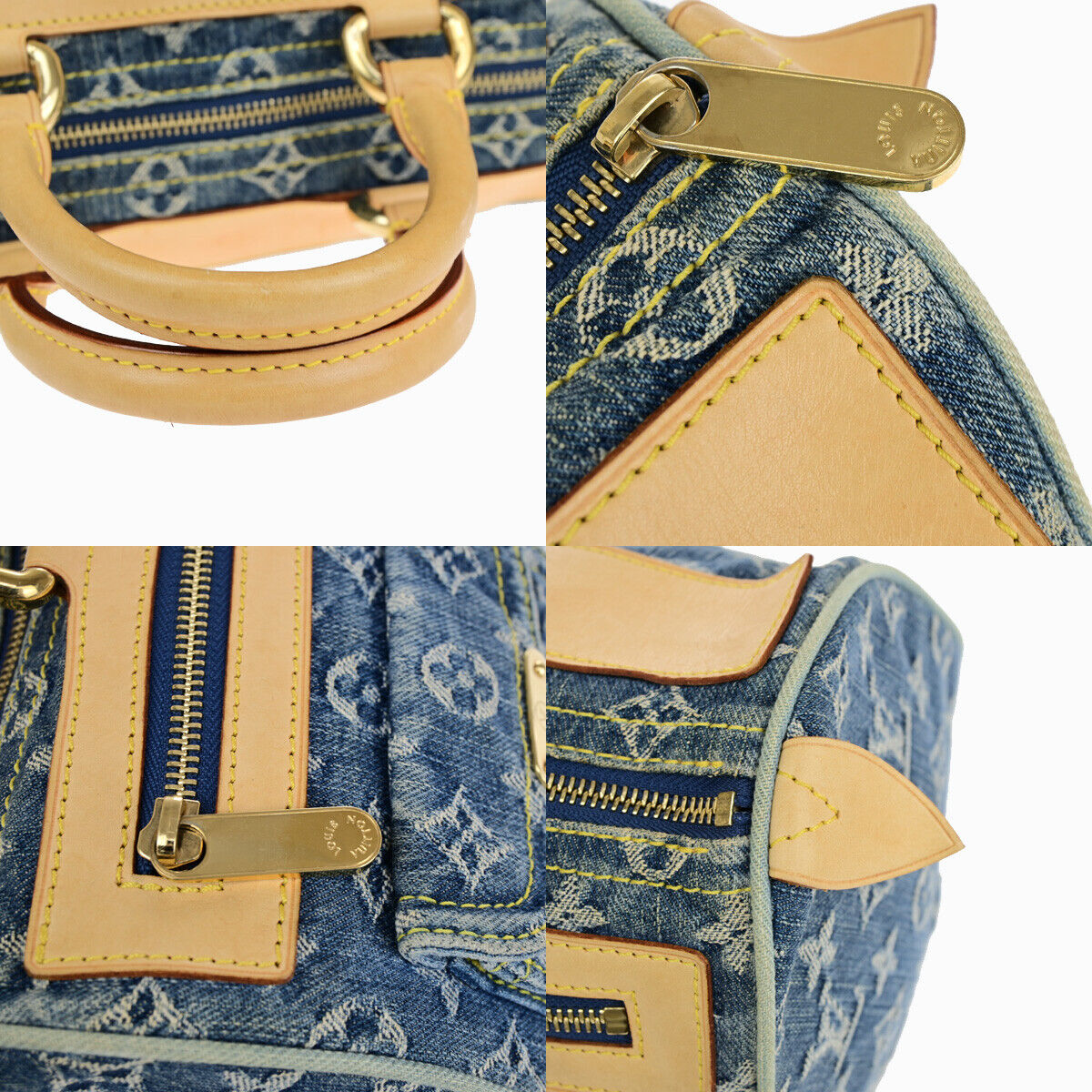 LOUIS VUITTON Neo Speedy Hand Bag Monogram Denim Leather Blue M95019 648YF702
