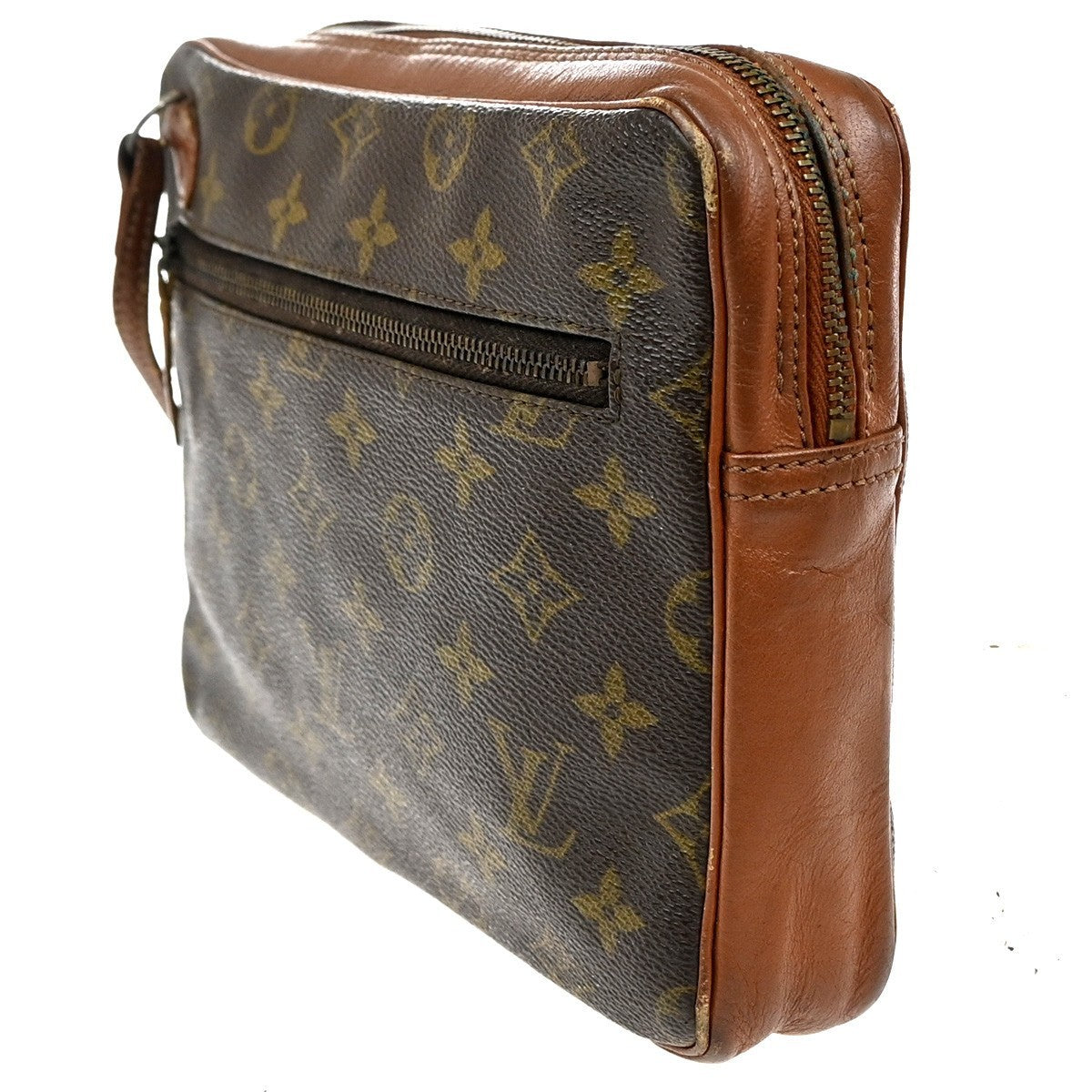 LOUIS VUITTON Logo Pochette Sports Clutch Hand Bag Monogram Leather BN 09MA073