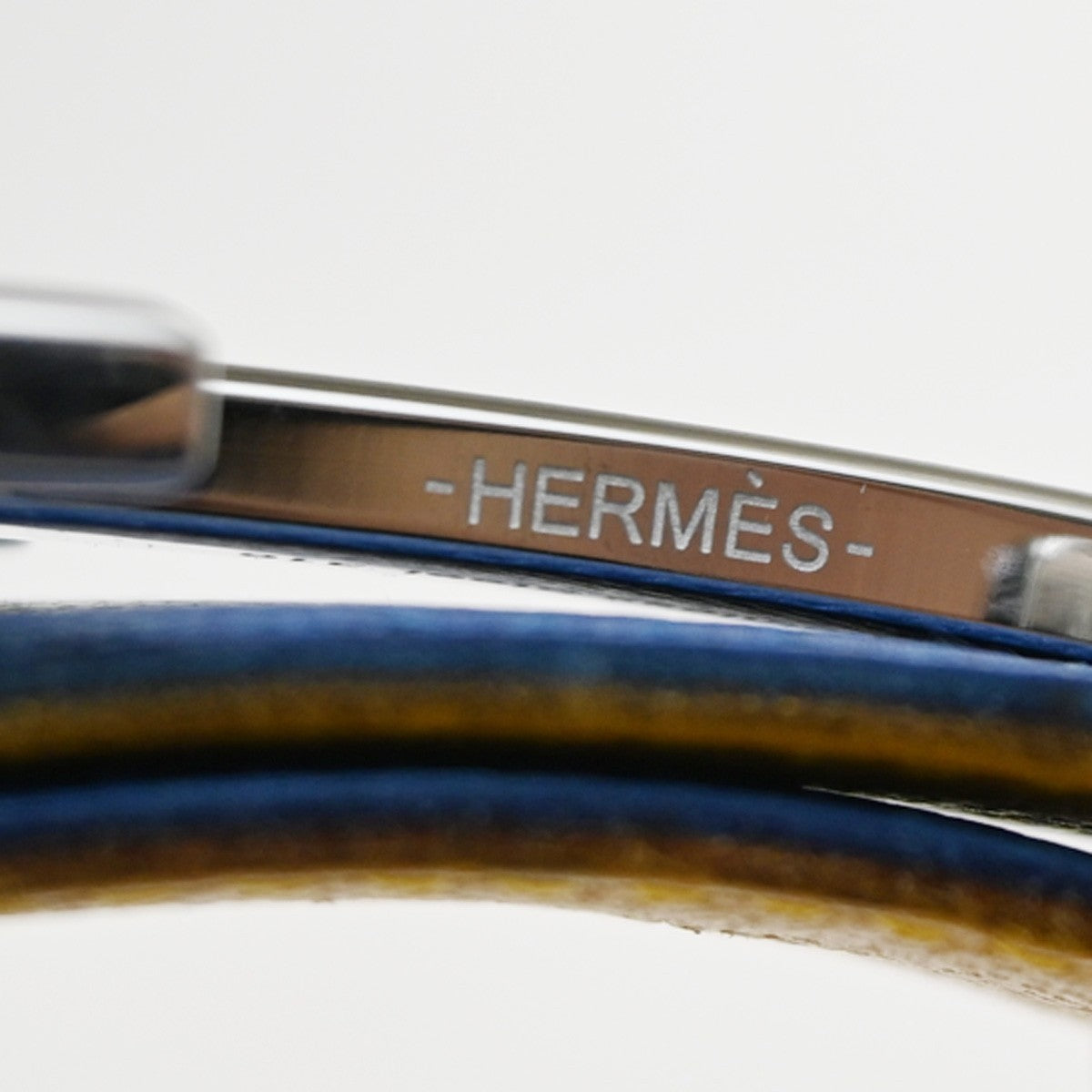HERMES H Logo Constance Reversible Buckle Belt Leather #80 SHW Blue YW 82KC662