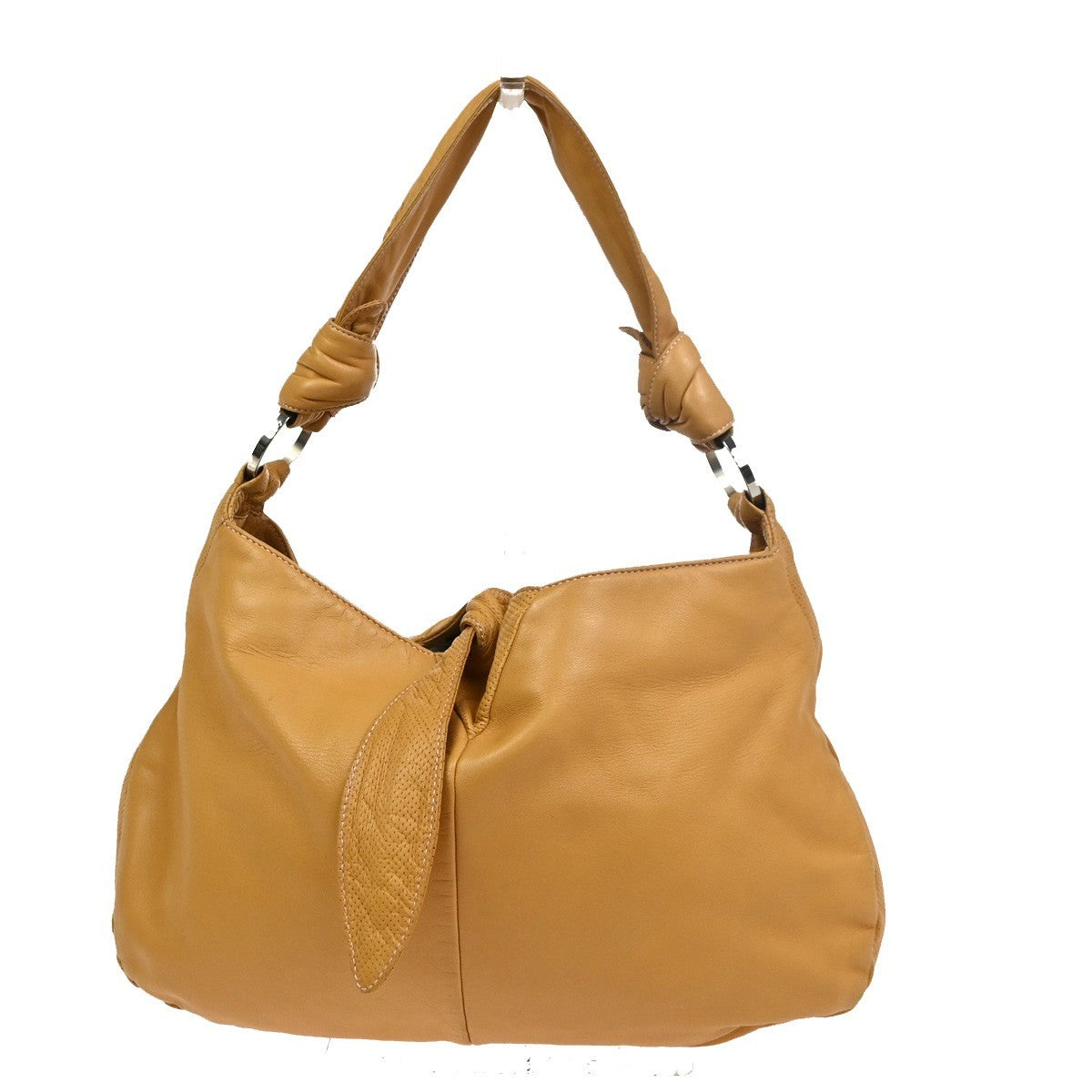 LOEWE Logo Anagram Knot Hobo Shoulder Hand Bag Leather Beige SHW Spain 73CA770