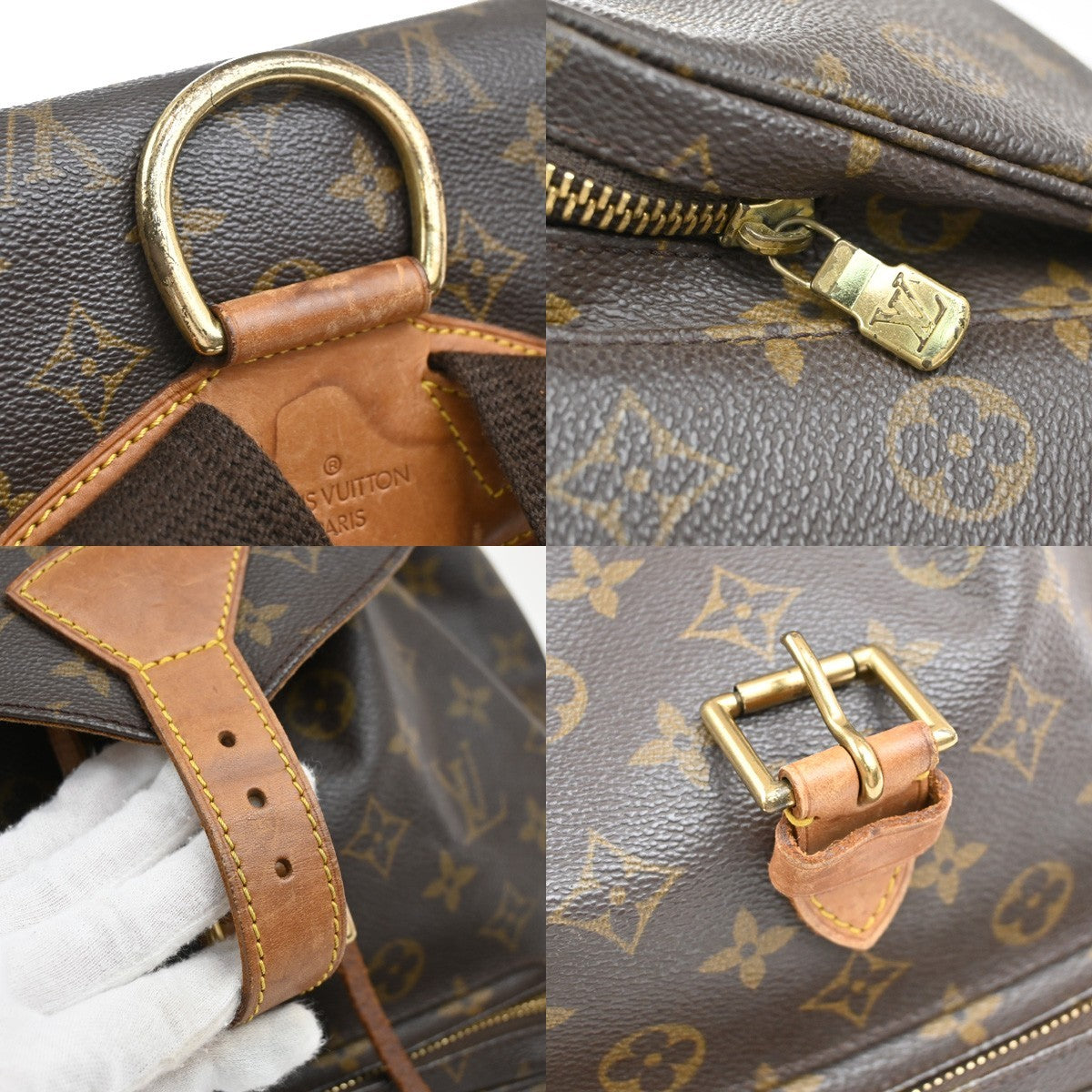 LOUIS VUITTON Montsouris GM Backpack Bag Monogram Leather Brown M51135 71KB593