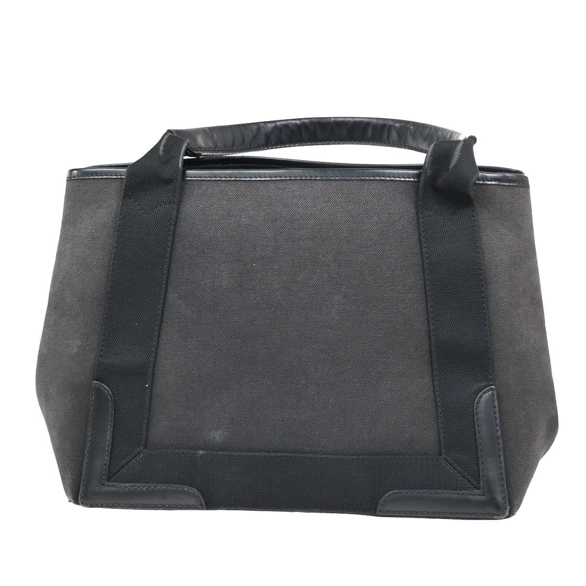 BALENCIAGA Navy Cabas S Hand Tote Bag Canvas Leather Black with Pouch 36ZA303