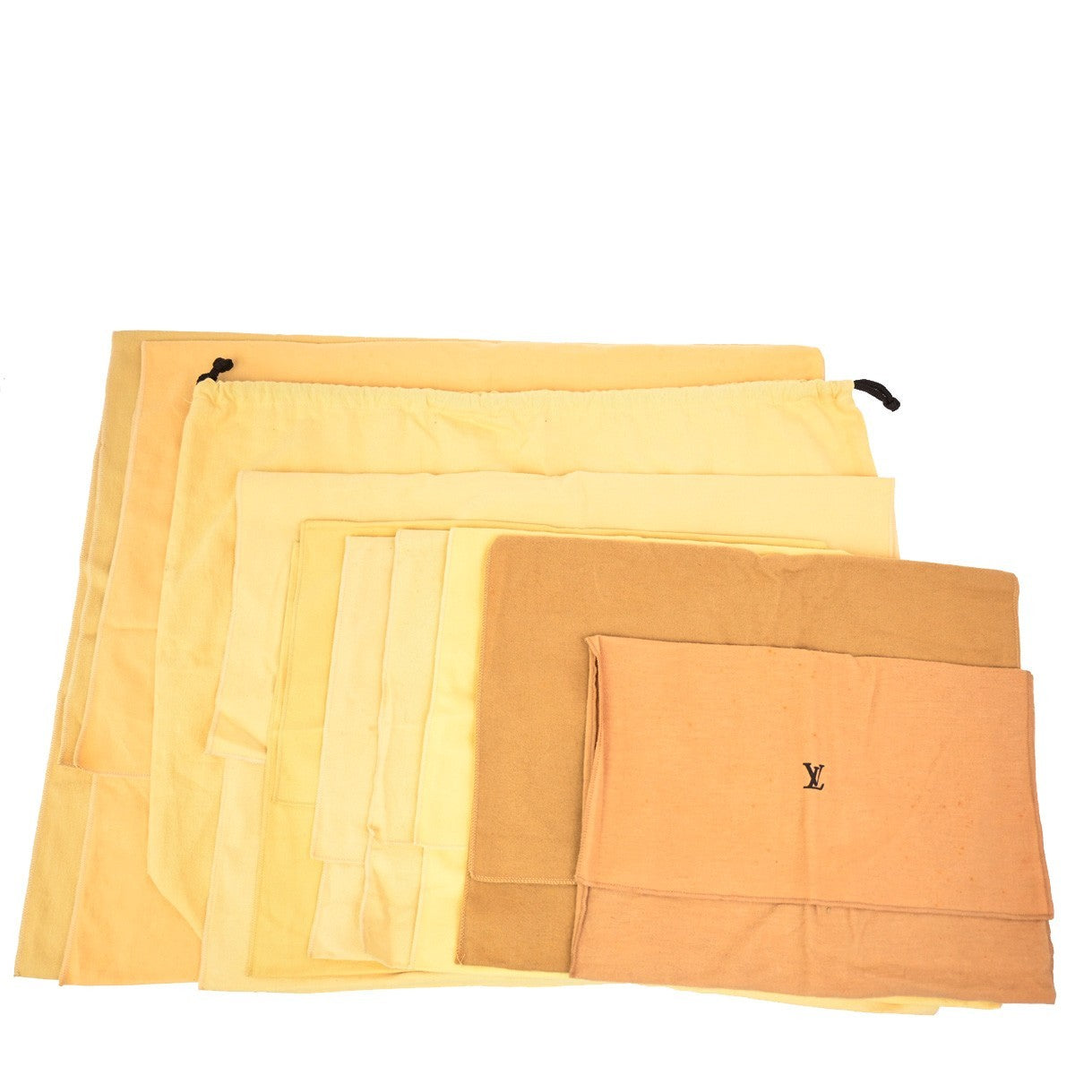 LOUIS VUITTON Logo 10 Set Dust Bag Drawstring Canvas Cotton Beige Brown 09KB608