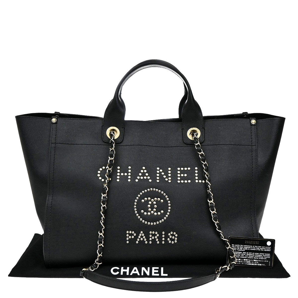 CHANEL CC Deauville 2Way Hand Bag Grained Calfskin Leather Studs BK GHW 773RL534
