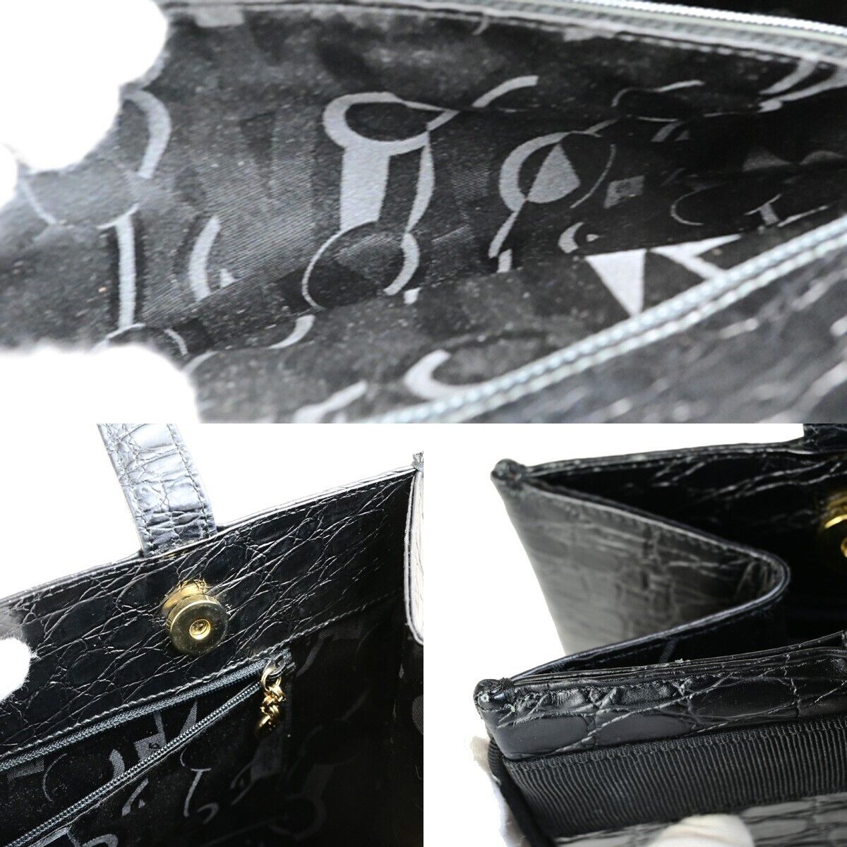 SALVATORE FERRAGAMO Vara Shoulder Bag Embossing Leather Black GHW Italy 68KA514