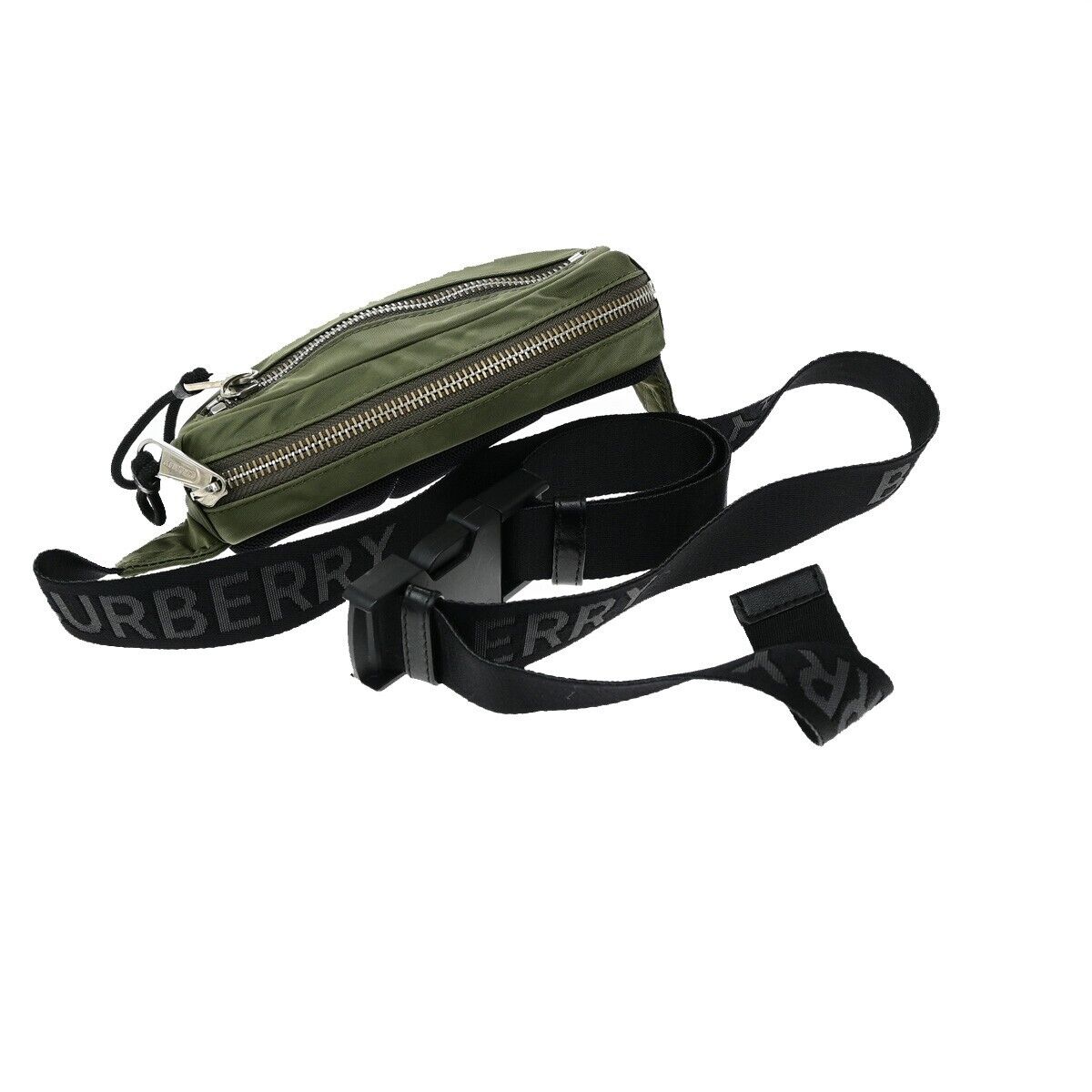 BURBERRY Logo Mini Bum Body Shoulder Bag Nylon Leather Khaki 34EE069