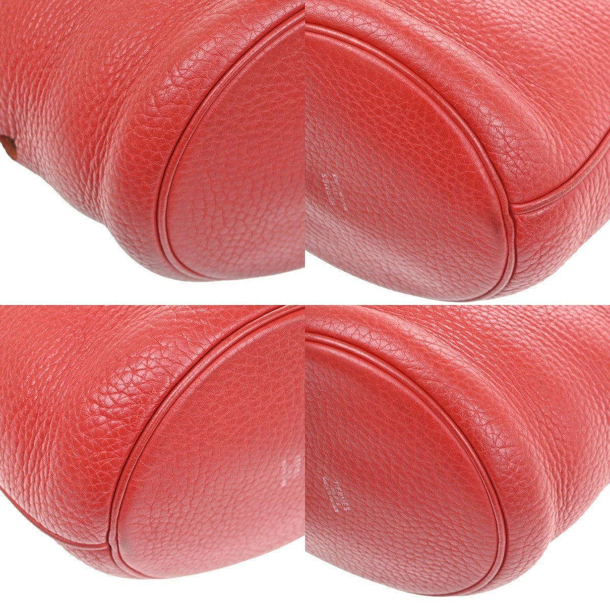 HERMES Manjoire PM Rope Shoulder Bag Taurillon Clemence leather Red SHW 51RQ069