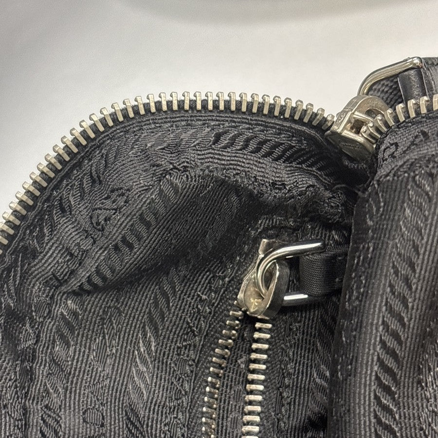 PRADA Logo Crossbody Shoulder Bag Nylon Leather Black SHW Italy 31MA686