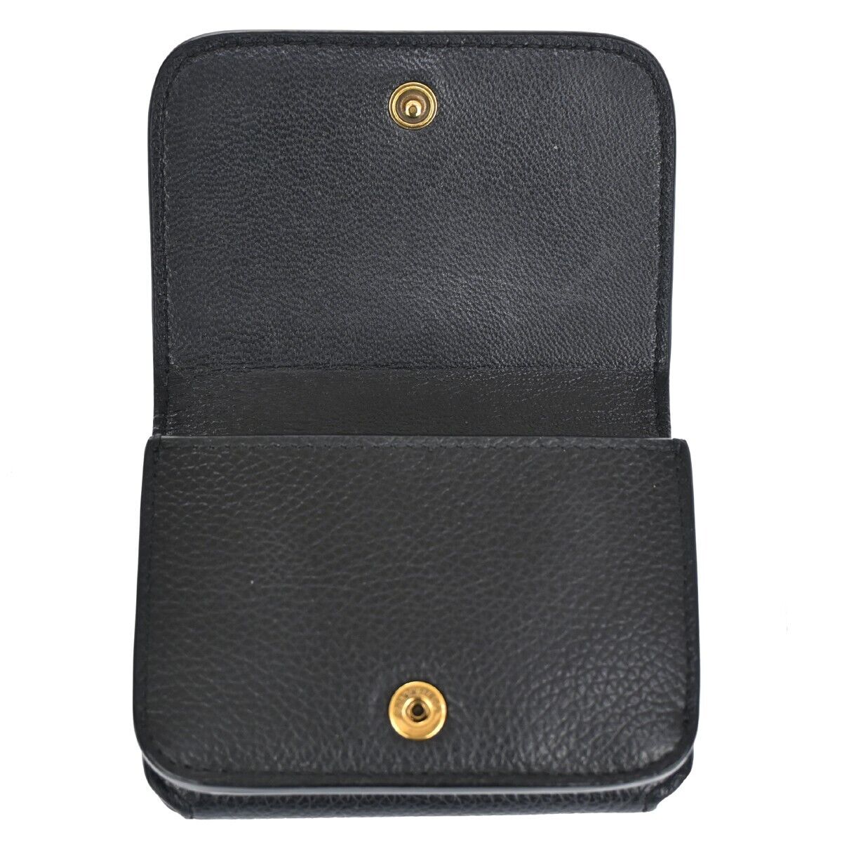 BALENCIAGA Logo Everyday Mini Trifold Wallet Purse Leather Black Italy 64HB612