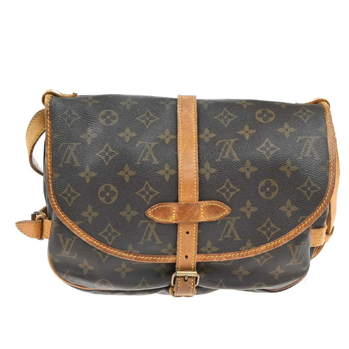 LOUIS VUITTON Logo Saumur 30 Shoulder Bag Monogram Leather Brown M42256 87EG368