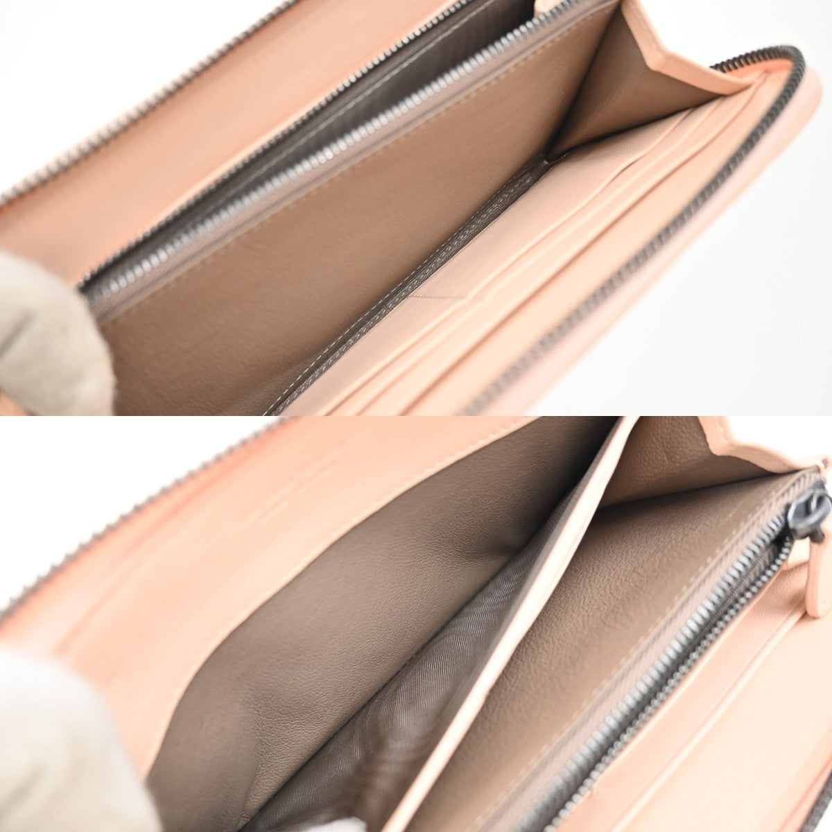 BOTTEGA VENETA Intrecciato Zip Around Long Wallet Embossing Leather Pink 33RF621