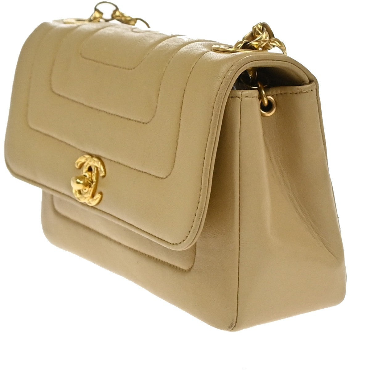 CHANEL CC Mademoisell Chain Mini Shoulder Bag Leather Beige GHW Vintage 330RF670