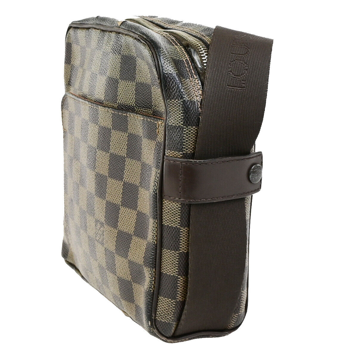 LOUIS VUITTON Olav PM Shoulder Bag Damier Ebene Leather Brown N41442 69YG638